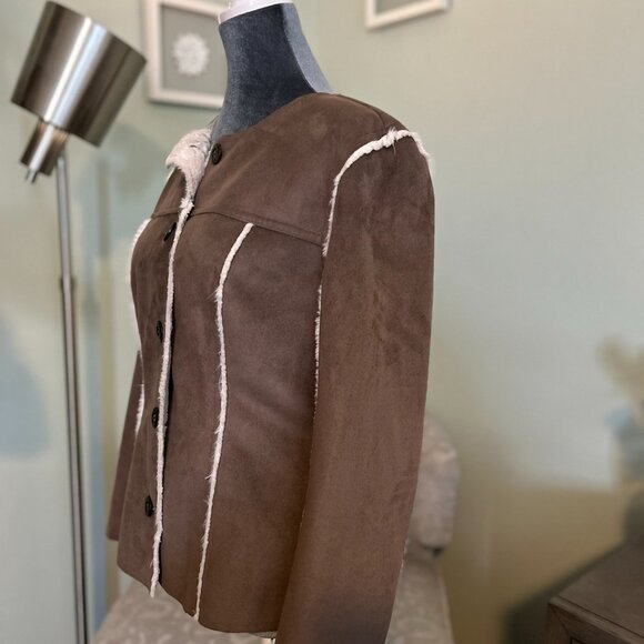 J.Jill Faux Suede & Shearling Jacket | Mocha Brown | SP Petite - Picture 2 of 8